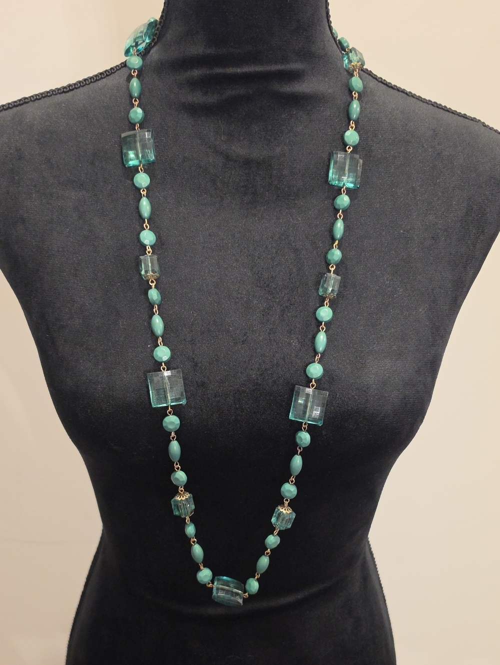 Long Turquoise Beaded Necklace - Women's Jewelry